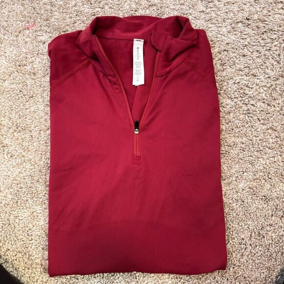 Athleta Size Small Maroon Momentum 1/2 Zip Solid Nylon Top/Sweatshirt/Jacket - Picture 2 of 4
